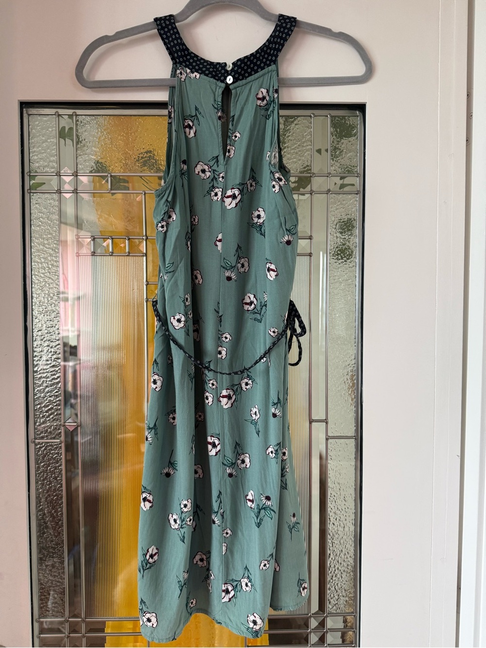 Hering Mint Green Floral Maxi Dress with Black Trim
